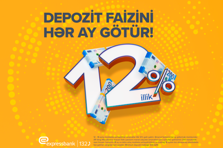 Vergidən azad depozit – illik 12% gəlir!