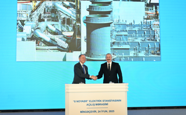 İlham Əliyev Mingəçevirdə elektrik stansiyasının açılışında iştirak edib