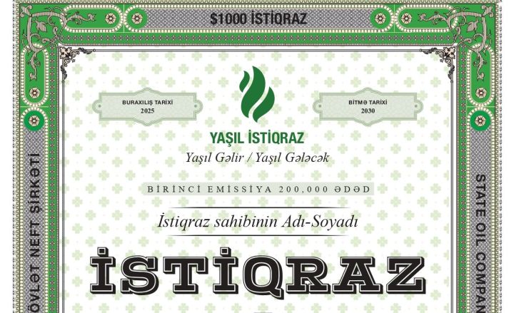 SOCAR "Yaşıl istiqraz"ların buraxılışına başlayır - MƏBLƏĞ, ŞƏRTLƏR