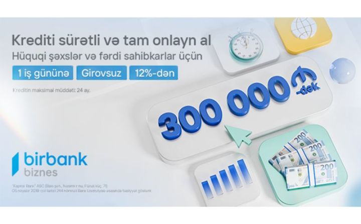 Birbank Biznes-dən sahibkarlara “Sürətli kredit” imkanı