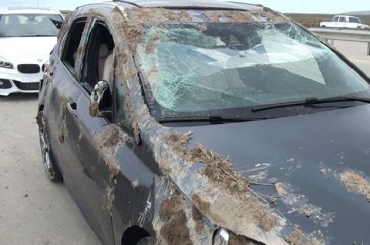 Salyanda avtomobil daşıyan TIR aşdı, maşınlar əzildi