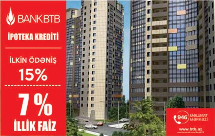 Bank BTB İpoteka kreditinin faiz dərəcəsini endirib