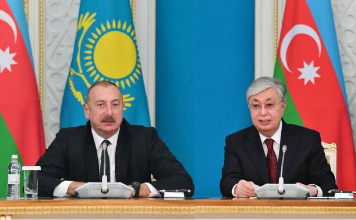 Azərbaycan və Qazaxıstan prezidentlərinin mətbuata bəyanatları - TAM VERSİYA