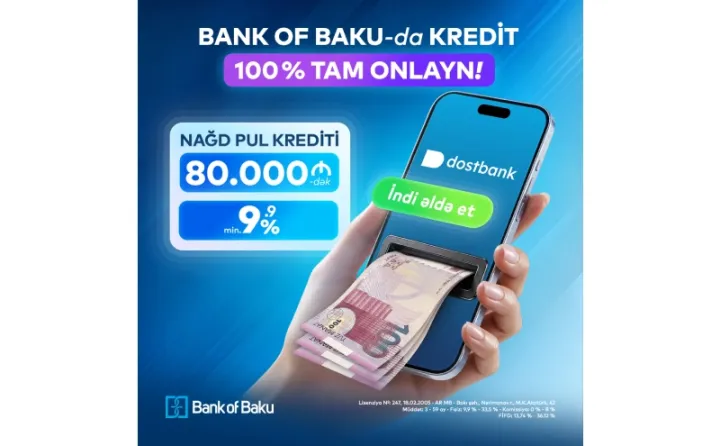 Bank of Baku-dan krediti 100% tam onlayn kredit əldə edin